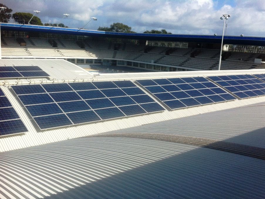 Solar panels along the Beatty Park grandstand roof