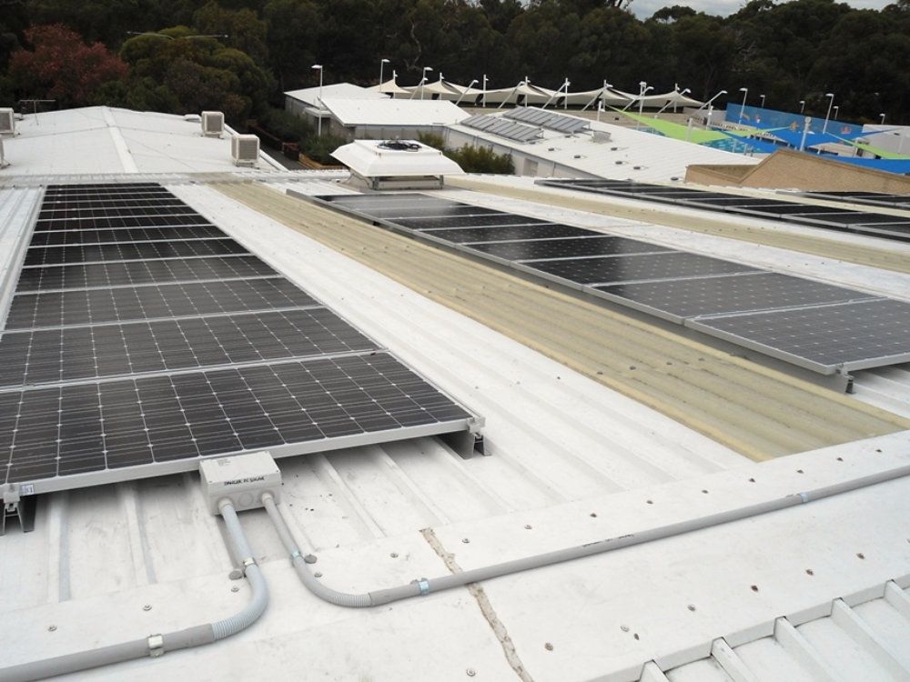 Rows of solar panels on the Craigie Leisure Centre roof
